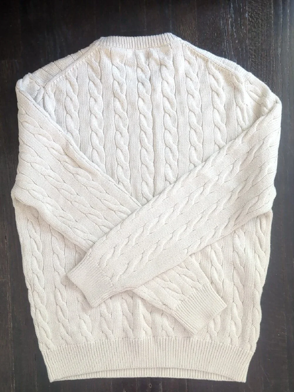 J. Crew Men's Cream Cable Crewneck Sweater